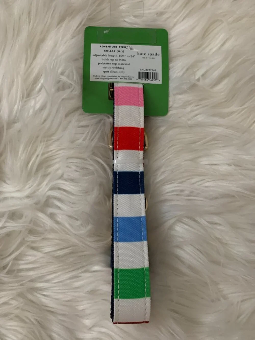KATE SPADE Adventure Stripe Dog Collar Sz MED/LARGE